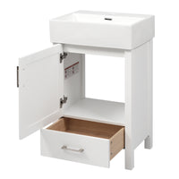 VanityFus 20.28-in White Single Sink Combo Bathroom Vanity With Ceramic Top 1 Soft-Close Doors 1 drawer