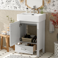 VanityFus 20.28-in White Single Sink Combo Bathroom Vanity With Ceramic Top 1 Soft-Close Doors 1 drawer