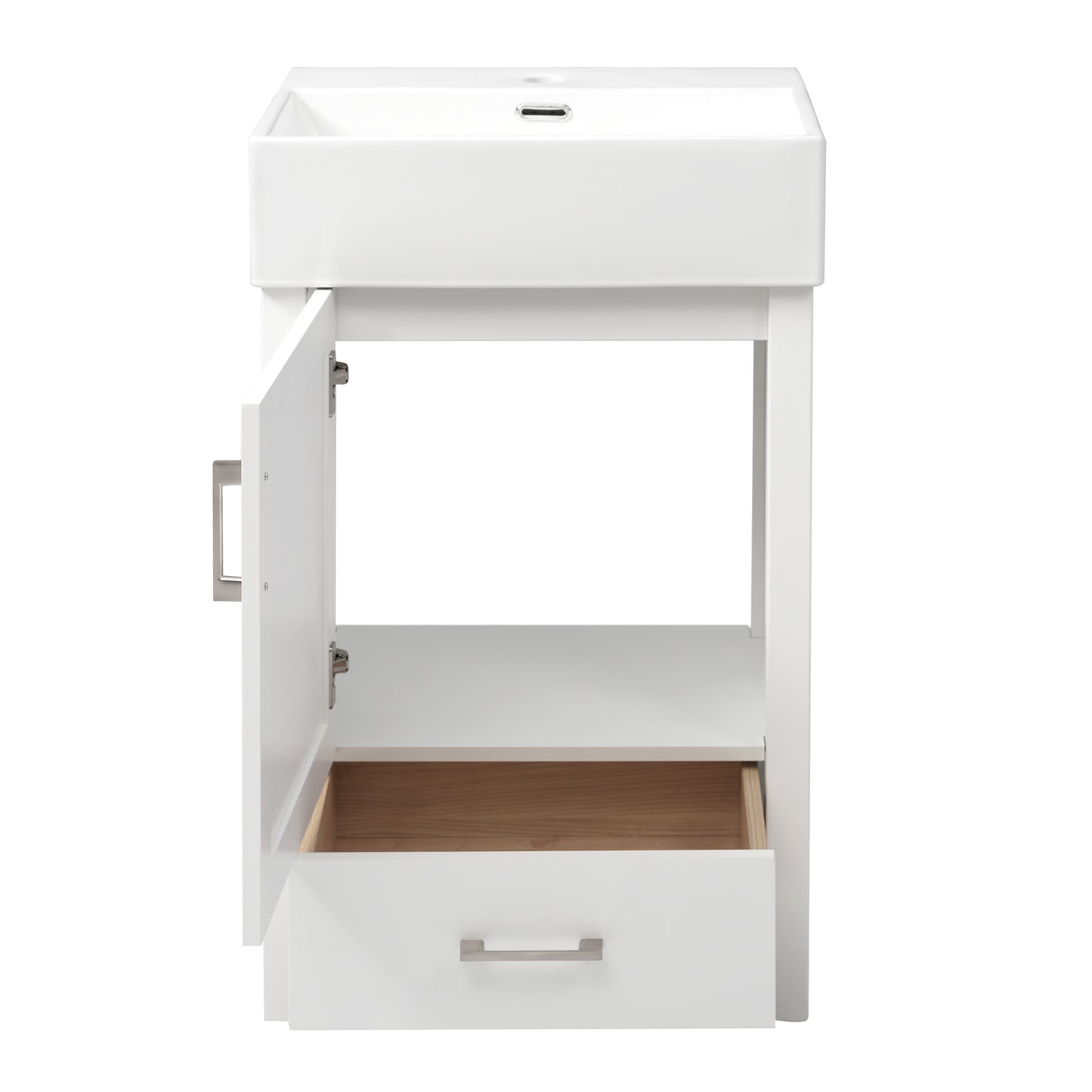 VanityFus 20.28-in White Single Sink Combo Bathroom Vanity With Ceramic Top 1 Soft-Close Doors 1 drawer