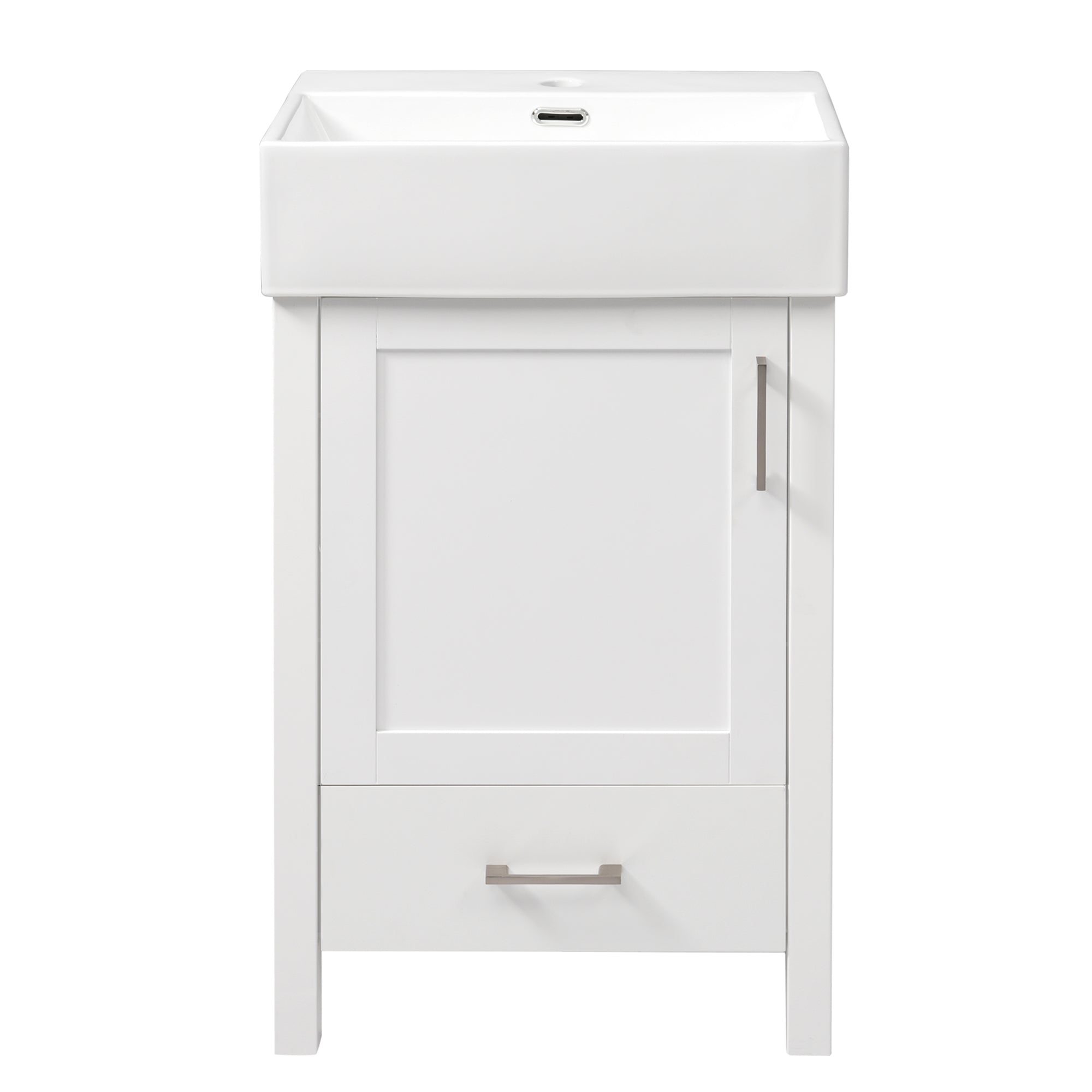 VanityFus 20.28-in White Single Sink Combo Bathroom Vanity With Ceramic Top 1 Soft-Close Doors 1 drawer