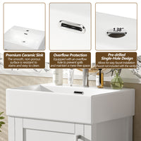 VanityFus 20.28-in White Single Sink Combo Bathroom Vanity With Ceramic Top 1 Soft-Close Doors 1 drawer