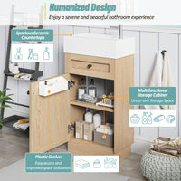 VanityFus 18.5-in Bathroom Vanity Wood Single Sink Combo Resin Top Soft-Close Doors Adjustable Shelves