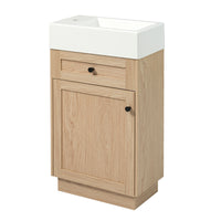 VanityFus 18.5-in Bathroom Vanity Wood Single Sink Combo Resin Top Soft-Close Doors Adjustable Shelves