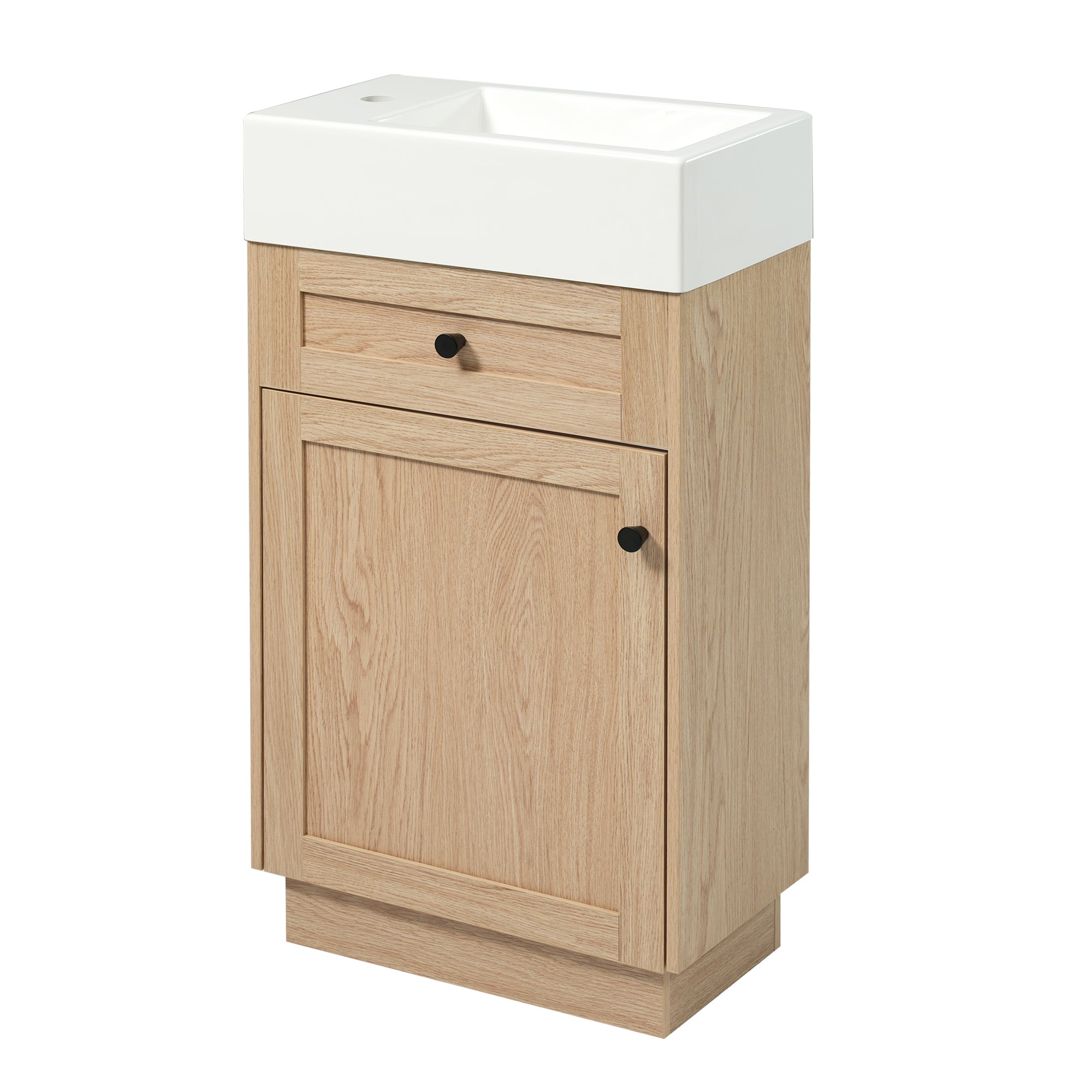 VanityFus 18.5-in Bathroom Vanity Wood Single Sink Combo Resin Top Soft-Close Doors Adjustable Shelves