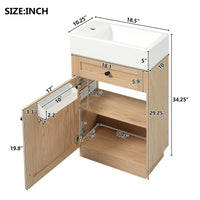 VanityFus 18.5-in Bathroom Vanity Wood Single Sink Combo Resin Top Soft-Close Doors Adjustable Shelves