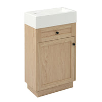 VanityFus 18.5-in Bathroom Vanity Wood Single Sink Combo Resin Top Soft-Close Doors Adjustable Shelves
