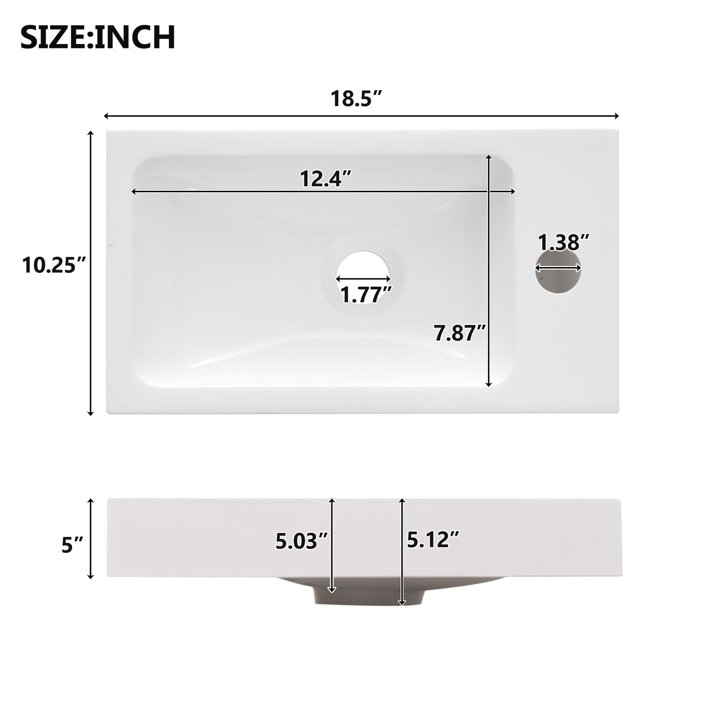 VanityFus 18.5-in Bathroom Vanity Wood Single Sink Combo Resin Top Soft-Close Doors Adjustable Shelves