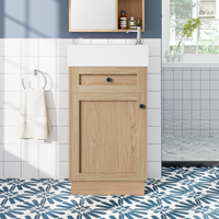 VanityFus 18.5-in Bathroom Vanity Wood Single Sink Combo Resin Top Soft-Close Doors Adjustable Shelves