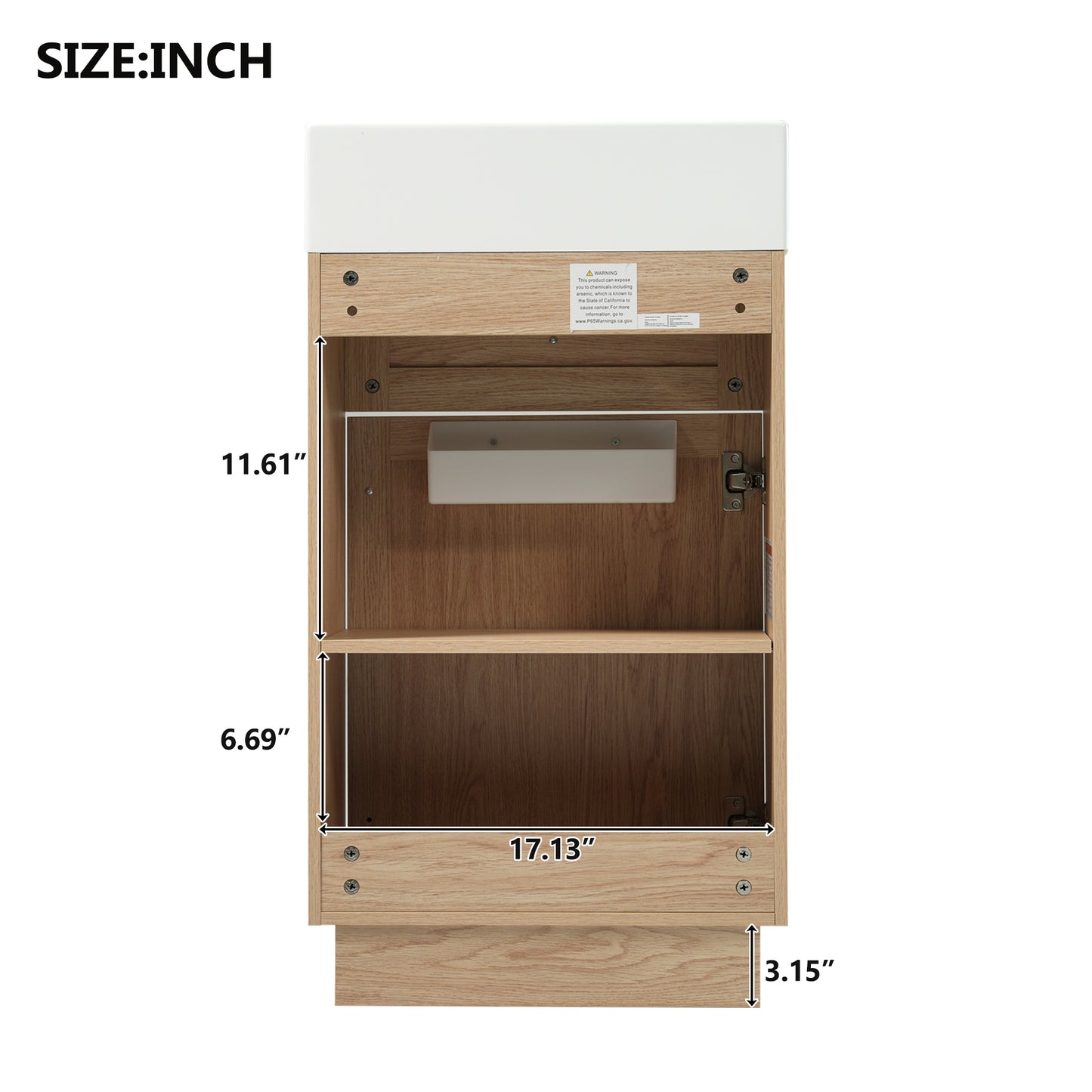 VanityFus 18.5-in Bathroom Vanity Wood Single Sink Combo Resin Top Soft-Close Doors Adjustable Shelves