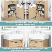 VanityFus 18.5-in Bathroom Vanity Wood Single Sink Combo Resin Top Soft-Close Doors Adjustable Shelves
