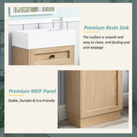 VanityFus 18.5-in Bathroom Vanity Wood Single Sink Combo Resin Top Soft-Close Doors Adjustable Shelves