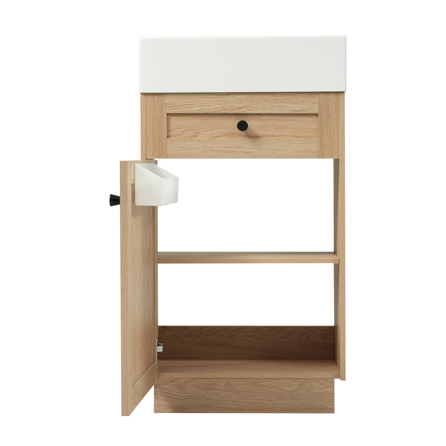 VanityFus 18.5-in Bathroom Vanity Wood Single Sink Combo Resin Top Soft-Close Doors Adjustable Shelves