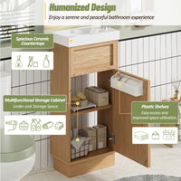 VanityFus 15.75-in Bathroom Vanity Wood Single Sink Combo Resin Top Soft-Close Doors Adjustable Shelves