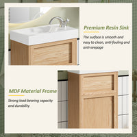 VanityFus 15.75-in Bathroom Vanity Wood Single Sink Combo Resin Top Soft-Close Doors Adjustable Shelves
