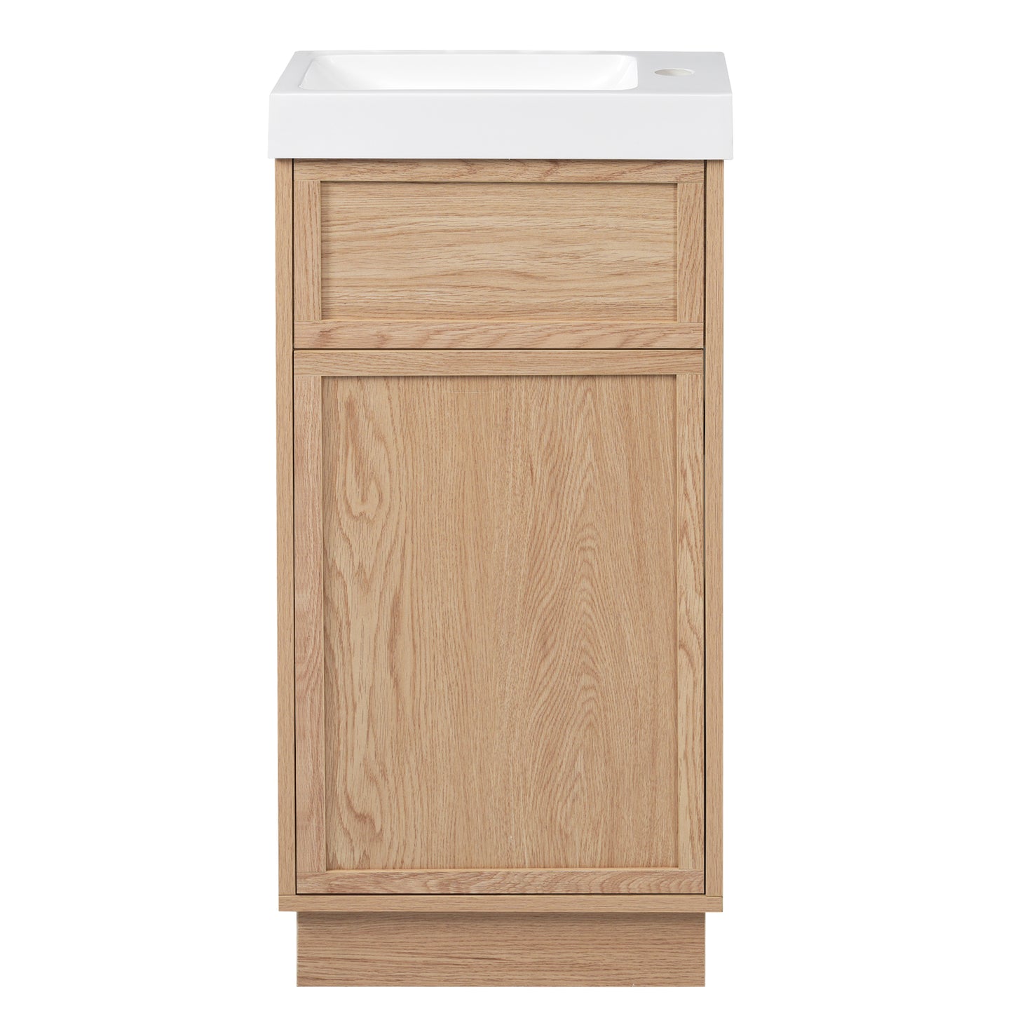 VanityFus 15.75-in Bathroom Vanity Wood Single Sink Combo Resin Top Soft-Close Doors Adjustable Shelves