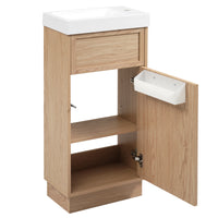 VanityFus 15.75-in Bathroom Vanity Wood Single Sink Combo Resin Top Soft-Close Doors Adjustable Shelves