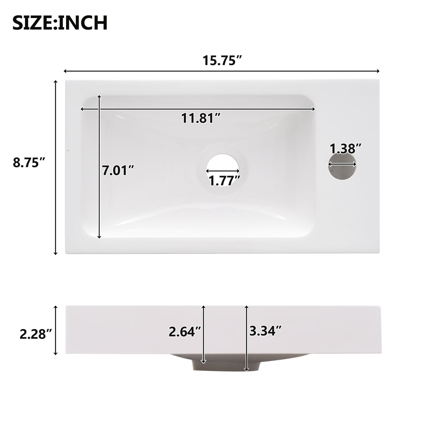 VanityFus 15.75-in Bathroom Vanity Wood Single Sink Combo Resin Top Soft-Close Doors Adjustable Shelves