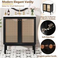 VanityFus 29.84-in Black Bathroom Vanity Single Sink Combo Ceramic Top 2 Soft-Close Doors Adjustable shelve
