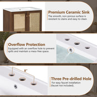 VanityFus Dark Walnut 29.9-in Bathroom Vanity Single Sink Combo Ceramic Top 2 Soft-Close Doors Adjustable shelves