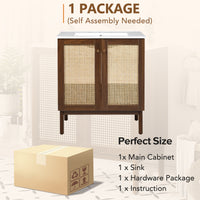 VanityFus Dark Walnut 29.9-in Bathroom Vanity Single Sink Combo Ceramic Top 2 Soft-Close Doors Adjustable shelves