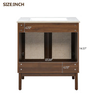 VanityFus Dark Walnut 29.9-in Bathroom Vanity Single Sink Combo Ceramic Top 2 Soft-Close Doors Adjustable shelves