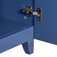 VanityFus 36-in Blue Bathroom Vanity Single Sink Combo with Ceramic White Top 2 Soft-Close Doors 2 drawer