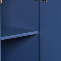 VanityFus 36-in Blue Bathroom Vanity Single Sink Combo with Ceramic White Top 2 Soft-Close Doors 2 drawer