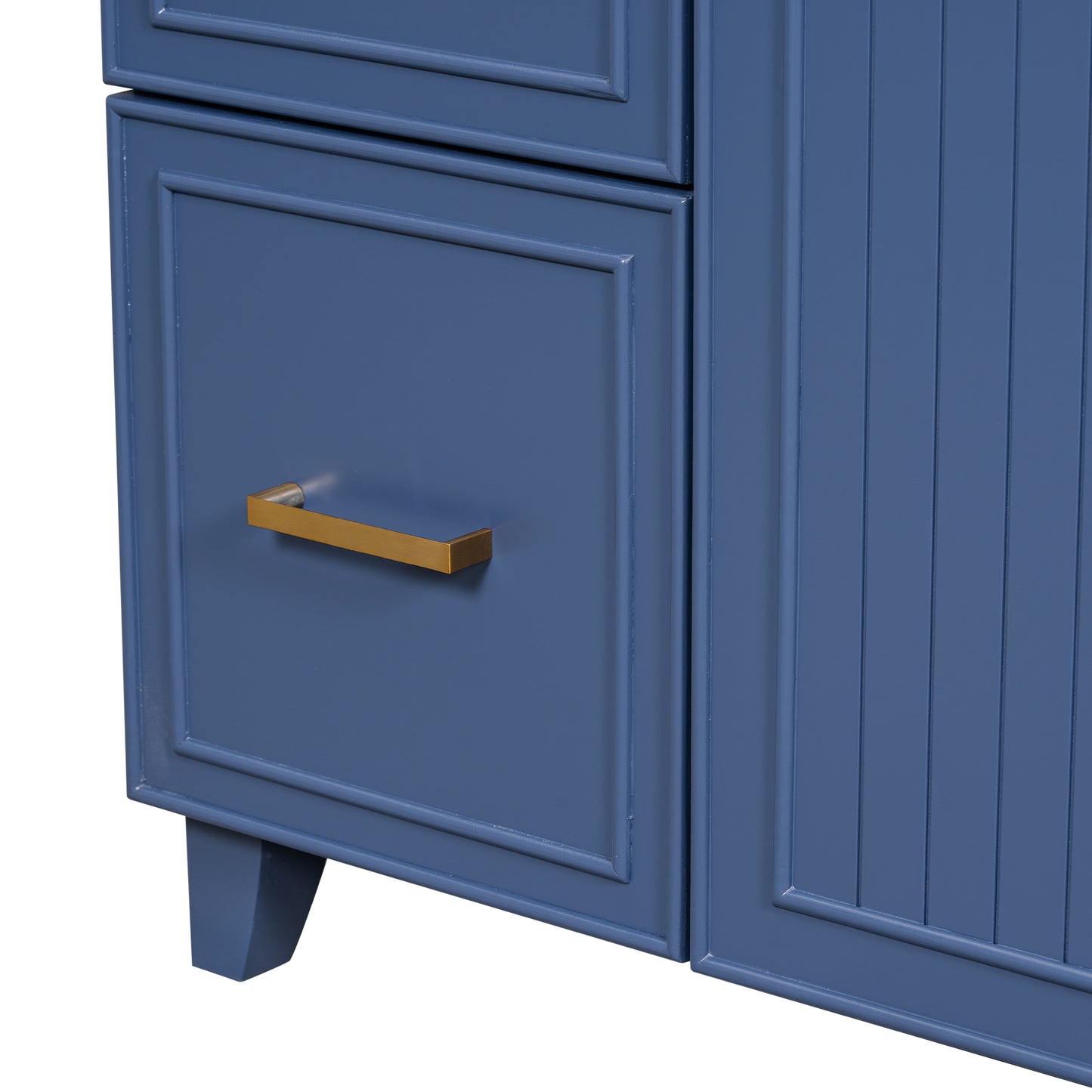 VanityFus 36-in Blue Bathroom Vanity Single Sink Combo with Ceramic White Top 2 Soft-Close Doors 2 drawer