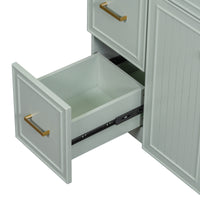 VanityFus 36-in Green Bathroom Vanity Single Sink Combo with Ceramic White Top 2 Soft-Close Doors 2 drawer
