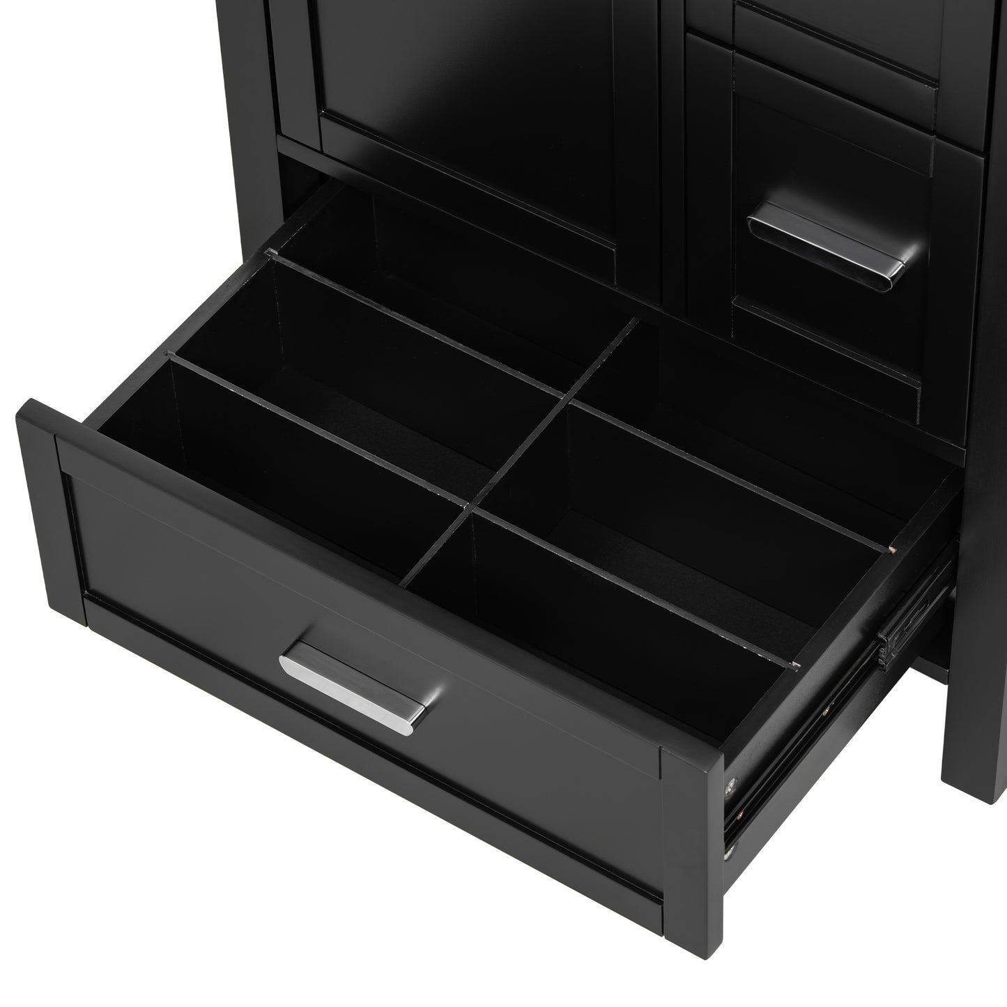 VanityFus Matte Black 24-in Bathroom Vanity Single Sink Combo White Ceramic Top 1 Soft-Close Doors 3 Drawers