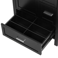 VanityFus Matte Black 24-in Bathroom Vanity Single Sink Combo White Ceramic Top 1 Soft-Close Doors 3 Drawers