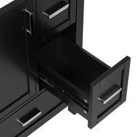 VanityFus Matte Black 24-in Bathroom Vanity Single Sink Combo White Ceramic Top 1 Soft-Close Doors 3 Drawers