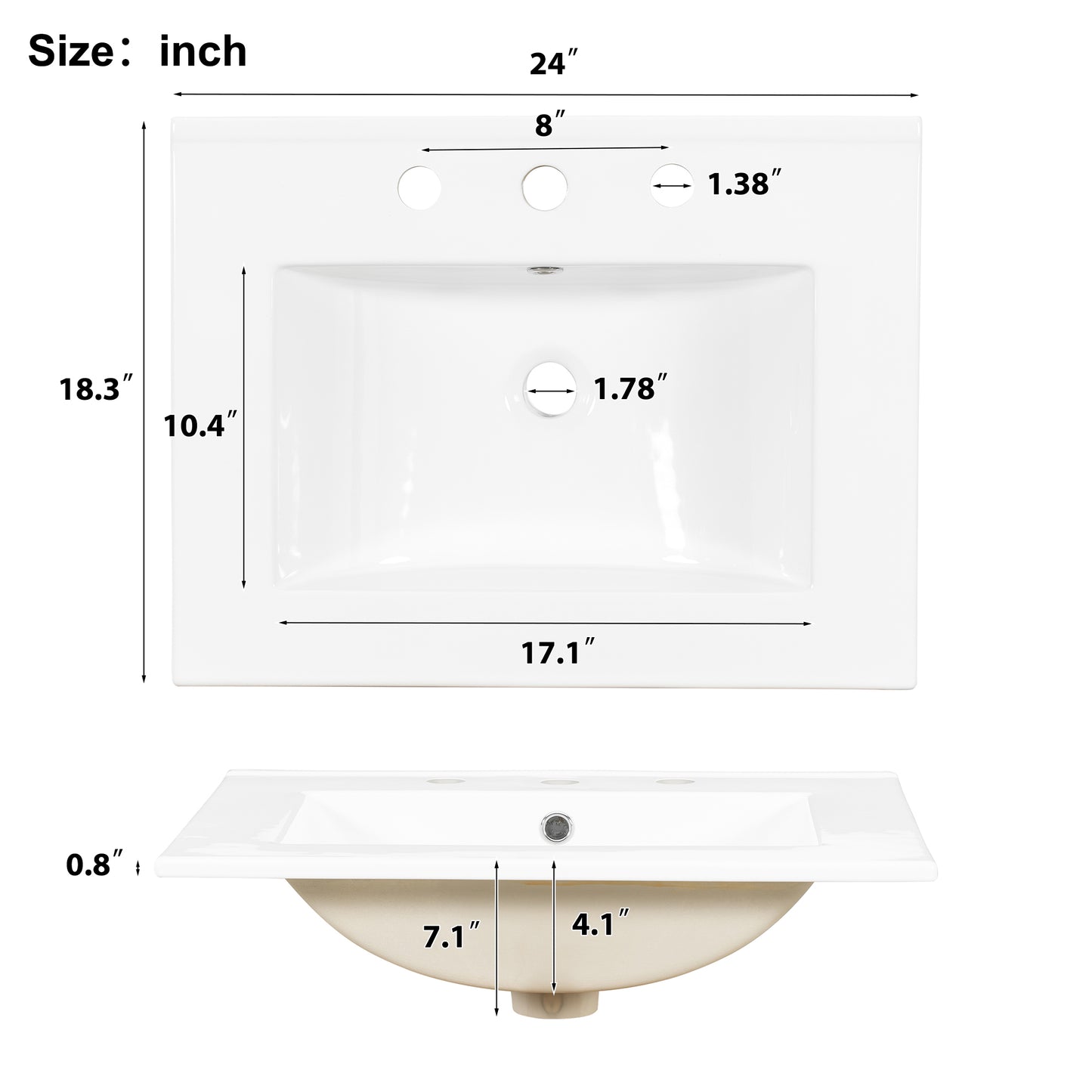 VanityFus Matte Black 24-in Bathroom Vanity Single Sink Combo White Ceramic Top 1 Soft-Close Doors 3 Drawers