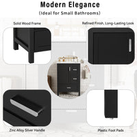 VanityFus Matte Black 24-in Bathroom Vanity Single Sink Combo White Ceramic Top 1 Soft-Close Doors 3 Drawers