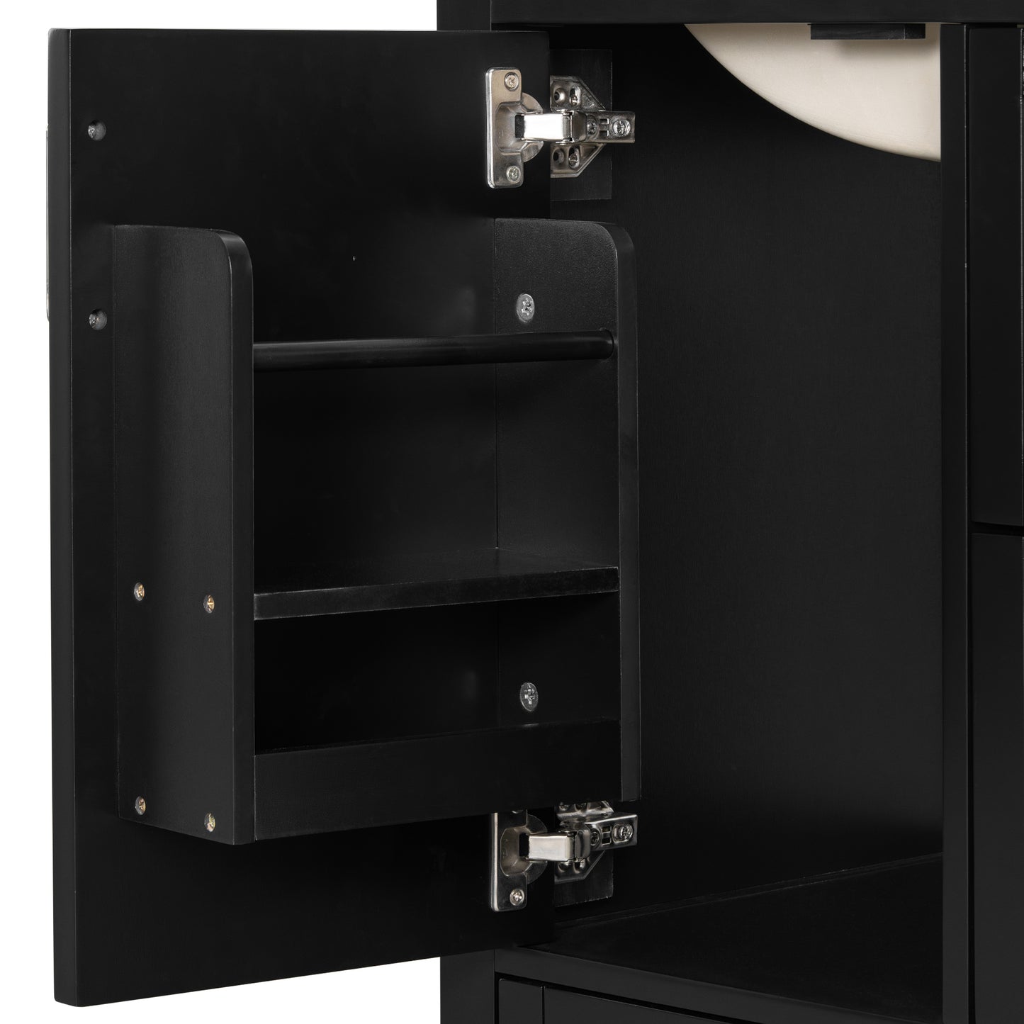 VanityFus Matte Black 24-in Bathroom Vanity Single Sink Combo White Ceramic Top 1 Soft-Close Doors 3 Drawers