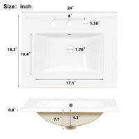 VanityFus Gray 24-in Bathroom Vanity Single Sink Combo Ceramic Top 1 Soft-Close Doors 3 Drawers