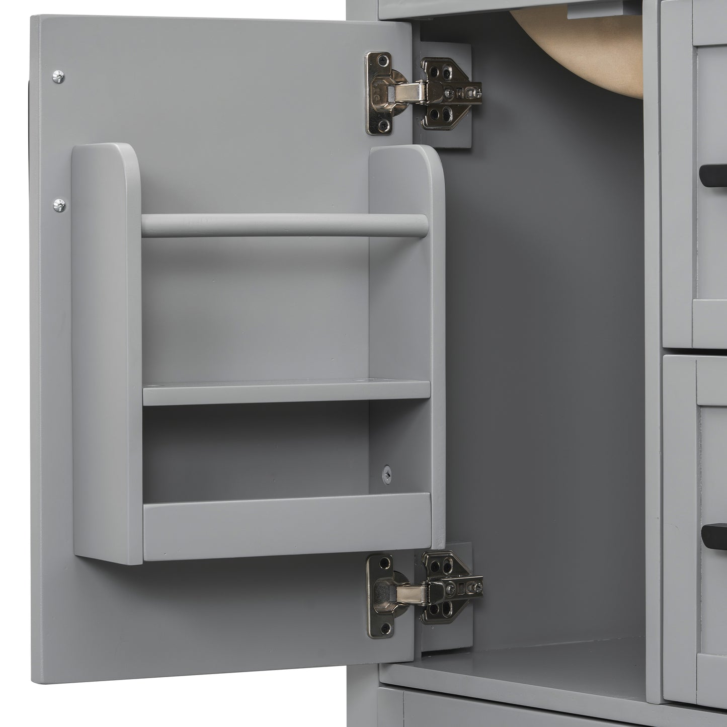VanityFus Gray 24-in Bathroom Vanity Single Sink Combo Ceramic Top 1 Soft-Close Doors 3 Drawers