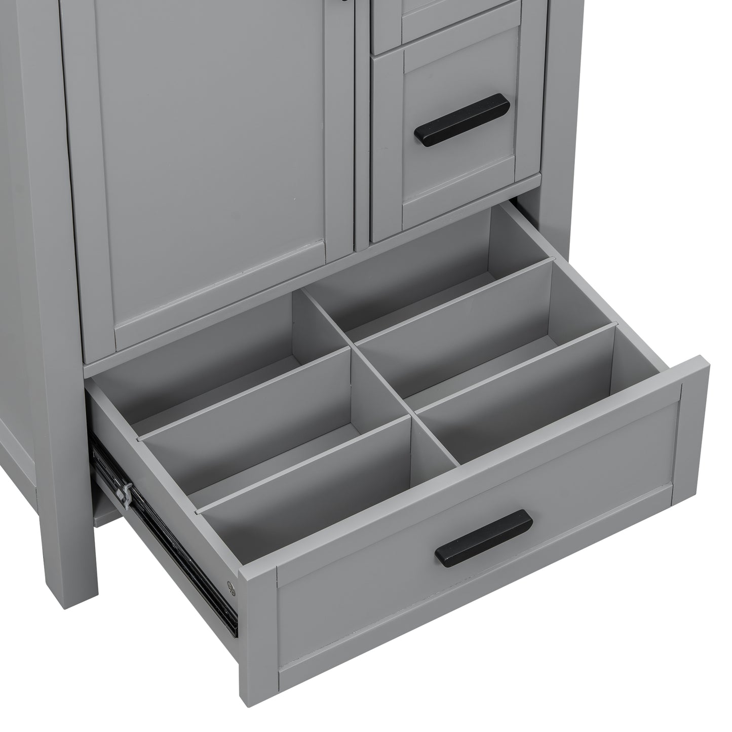 VanityFus Gray 24-in Bathroom Vanity Single Sink Combo Ceramic Top 1 Soft-Close Doors 3 Drawers