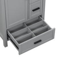 VanityFus Gray 24-in Bathroom Vanity Single Sink Combo Ceramic Top 1 Soft-Close Doors 3 Drawers