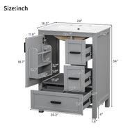 VanityFus Gray 24-in Bathroom Vanity Single Sink Combo Ceramic Top 1 Soft-Close Doors 3 Drawers