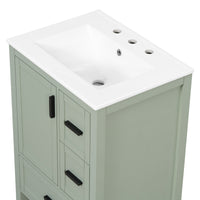 VanityFus Green 24-in Bathroom Vanity Single Sink Combo Ceramic Top 1 Soft-Close Doors 3 Drawers