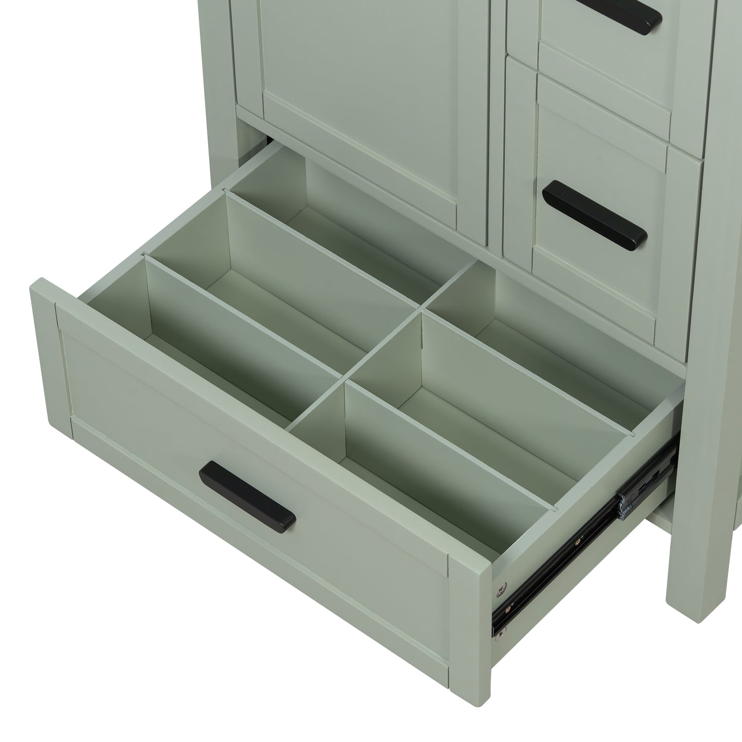 VanityFus Green 24-in Bathroom Vanity Single Sink Combo Ceramic Top 1 Soft-Close Doors 3 Drawers