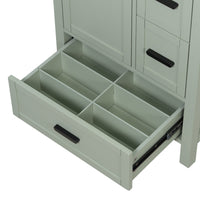 VanityFus Green 24-in Bathroom Vanity Single Sink Combo Ceramic Top 1 Soft-Close Doors 3 Drawers