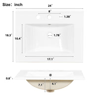 VanityFus Green 24-in Bathroom Vanity Single Sink Combo Ceramic Top 1 Soft-Close Doors 3 Drawers