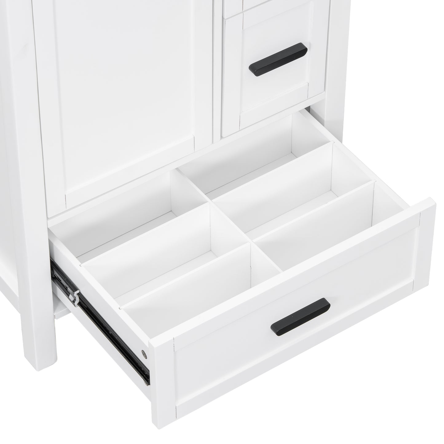 VanityFus White 24-in Bathroom Vanity Single Sink Combo Ceramic Top 1 Soft-Close Doors 3 Drawers