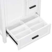 VanityFus White 24-in Bathroom Vanity Single Sink Combo Ceramic Top 1 Soft-Close Doors 3 Drawers