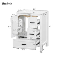 VanityFus White 24-in Bathroom Vanity Single Sink Combo Ceramic Top 1 Soft-Close Doors 3 Drawers