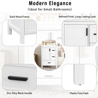 VanityFus White 24-in Bathroom Vanity Single Sink Combo Ceramic Top 1 Soft-Close Doors 3 Drawers
