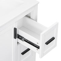 VanityFus White 24-in Bathroom Vanity Single Sink Combo Ceramic Top 1 Soft-Close Doors 3 Drawers