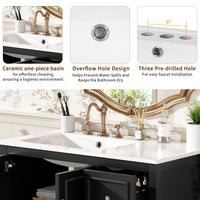 VanityFus 36-in Single Sink Combo Black Bathroom Vanity With Ceramic Top 1 Soft-Close Doors 3 drawer